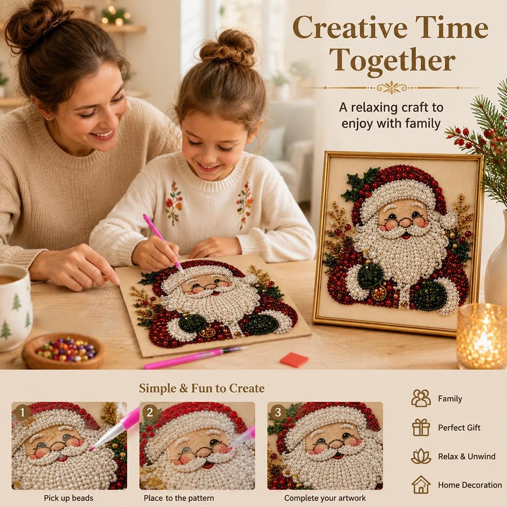 Embroidery Frame - Christmas Santa Claus Pearl Art DIY
