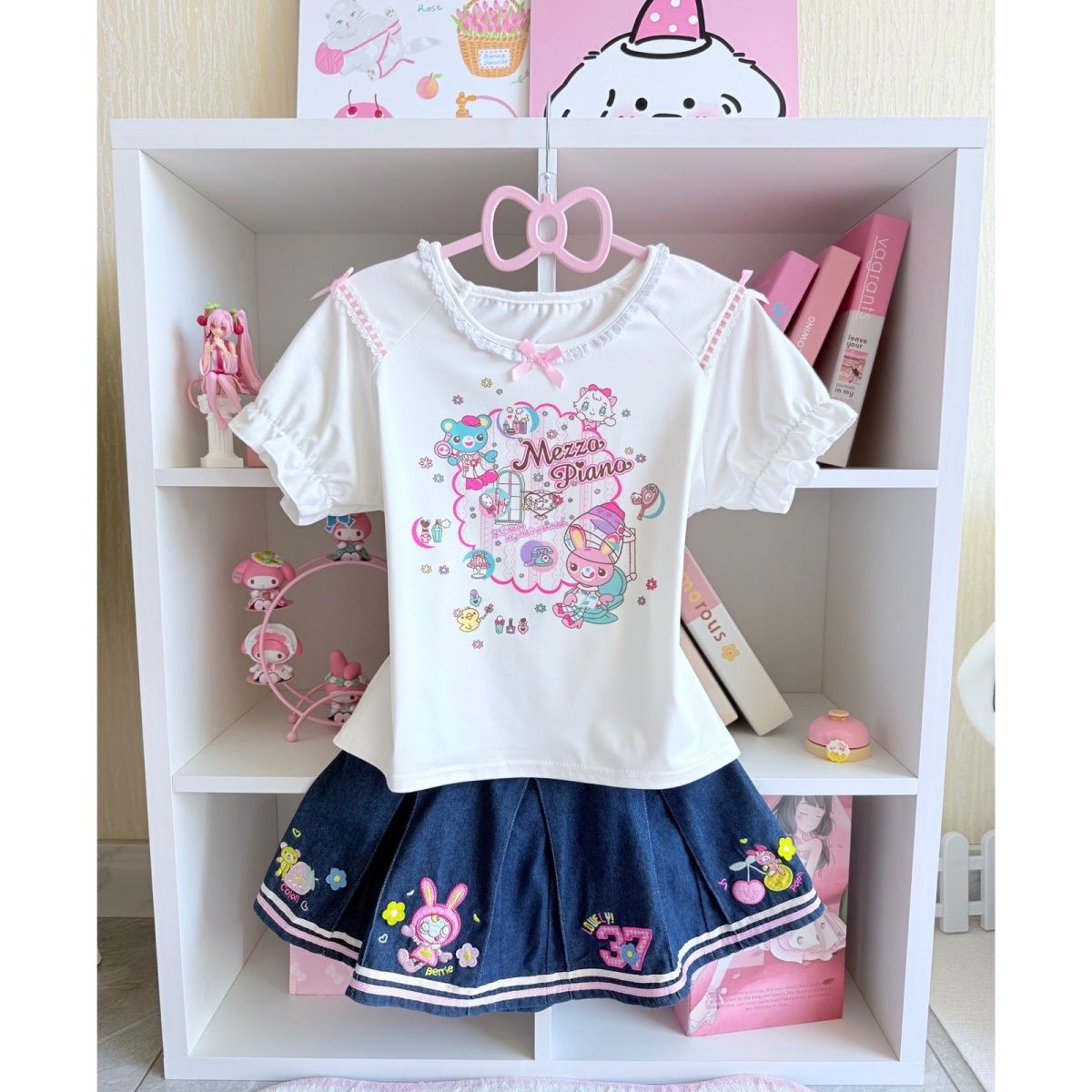 Embroidery Tshirt - Japanese Sweet Skirt Sets Summer New