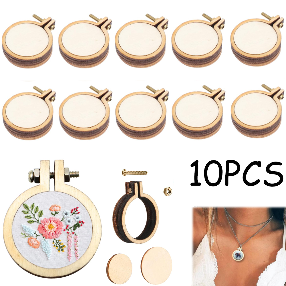 Embroidery Zone - 10Pcs/Set Wooden Mini Embroidery Hoop Ring