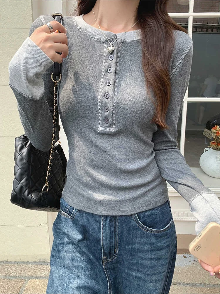 Embroidery Tshirt - Y2K Patchwork T-Shirt 2025, Contrast Color