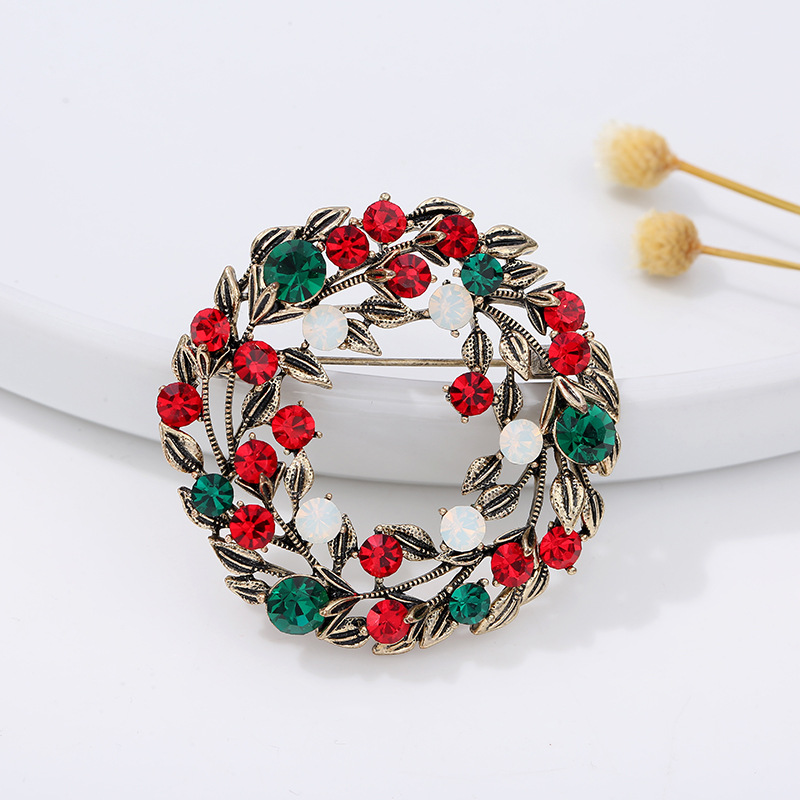 Embroidery Alphabet - Christmas series jewelry brooch, retro full