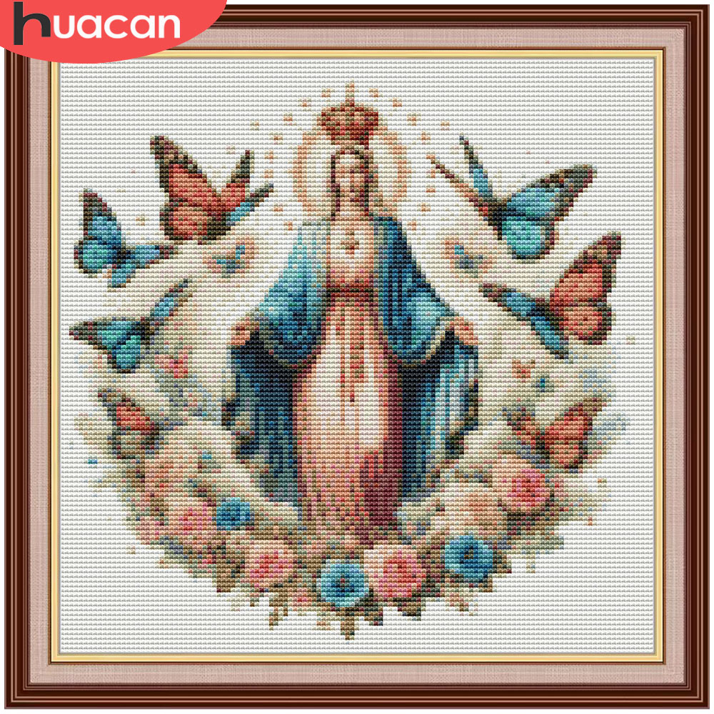Embroidery Rose Stitch - HUACAN Embroidery Kits Virgin Mary Religion