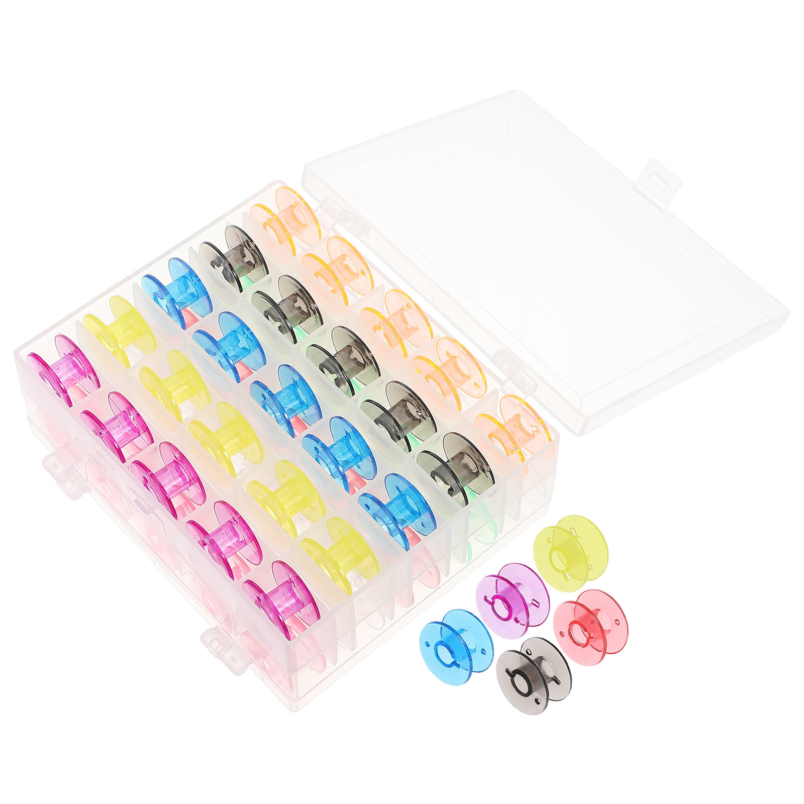 Embroidery Diy - 50Pcs Sewing Machine Bobbins Plastic Colored