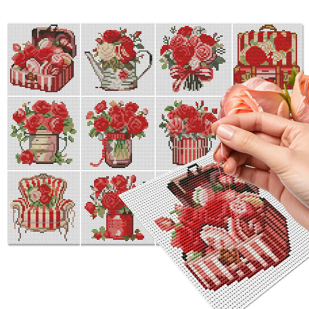 12Pcs Rose Cross Stitch 11Ct P - огляд і ціна Embroidery Rose Stitch