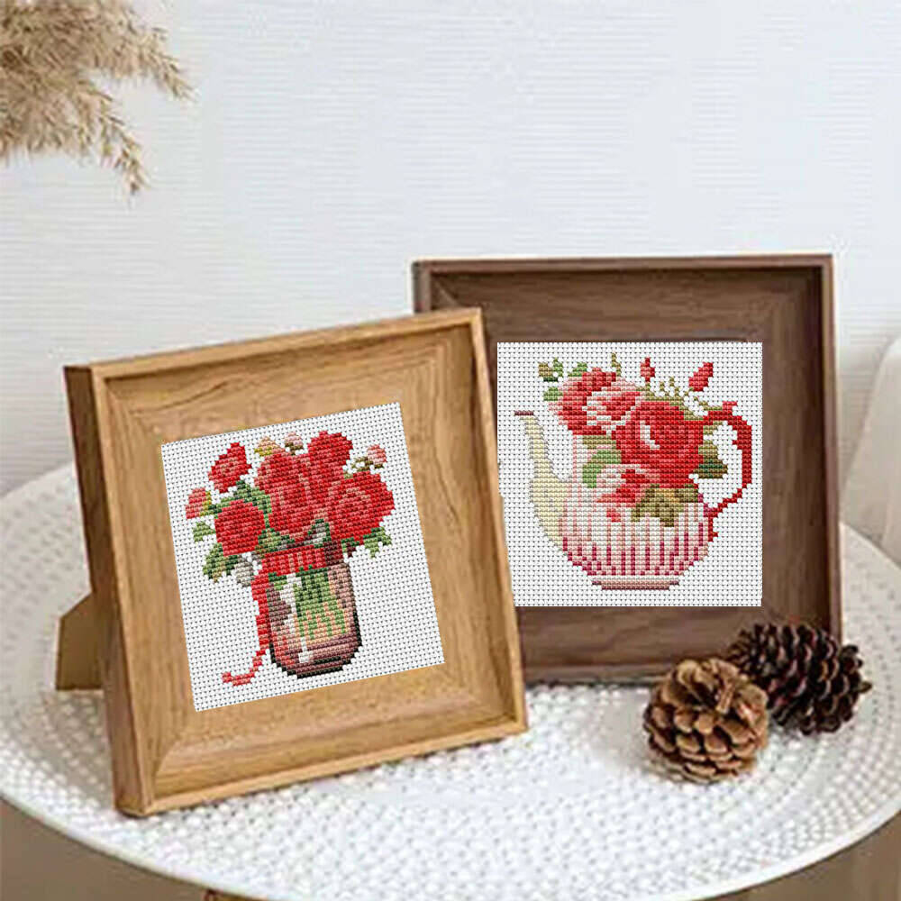 12Pcs Rose Cross Stitch 11Ct P - огляд і ціна Embroidery Rose Stitch