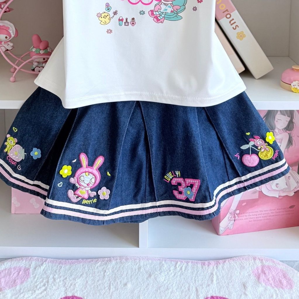 Japanese Sweet Skirt Sets Summ - огляд і ціна Embroidery Tshirt