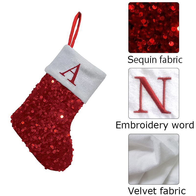Red Sequin Christmas Stocking  - огляд і ціна Embroidery Xmas Stocking