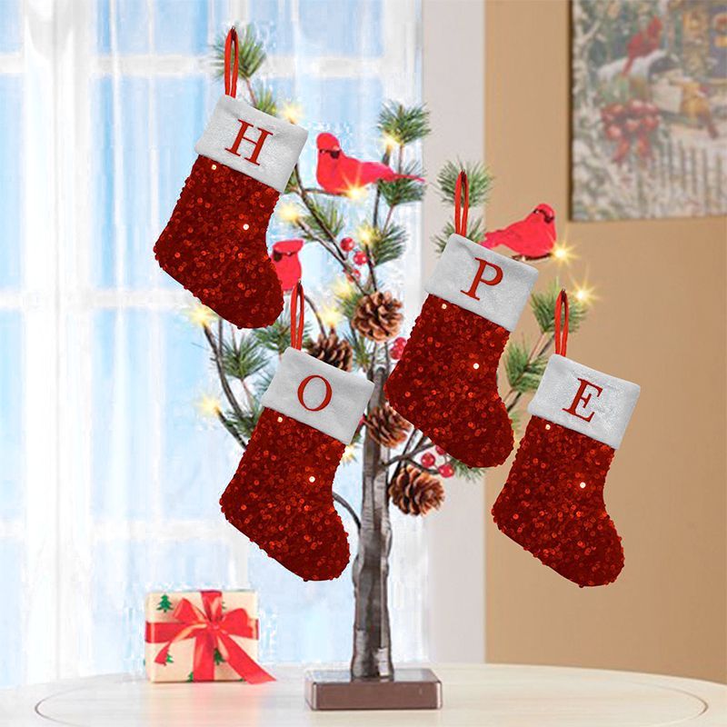 Red Sequin Christmas Stocking  - огляд і ціна Embroidery Xmas Stocking