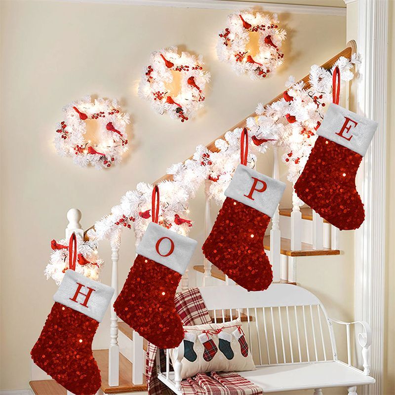 Red Sequin Christmas Stocking  - огляд і ціна Embroidery Xmas Stocking