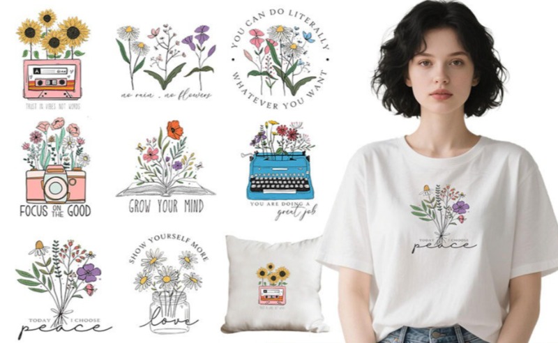 Cartoon Floral Flower Iron On  - огляд і ціна Embroidery Tshirt