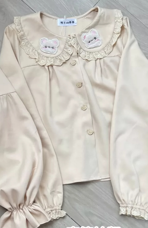 Lolita Blouse Cute Bear Embroi - огляд і ціна Embroidery Cream
